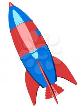Cartoon rocket on white background. 3D illustration