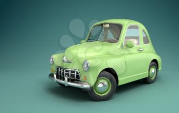Light green cartoon car. 3D illustration