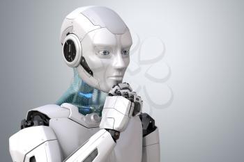 Thinking robot. Clipping path included. 3D illustration
