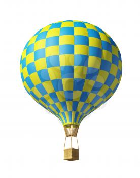 Isolated on white 3d blue-yellow balloon