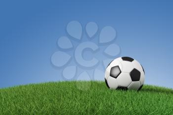 Soccer ball on grass with space for your text