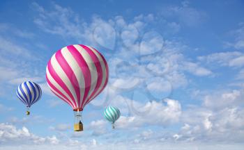3d balloons in the blue sky
