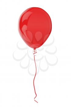 Red balloon isolated on white. 3D render with HDR