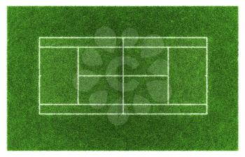 Tennis court. Grass.
3d illustration.