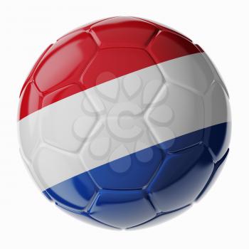 Football/soccer ball with flag of Netherlands 3D render
