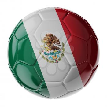 Football/soccer ball with flag of Mexico. 3D render