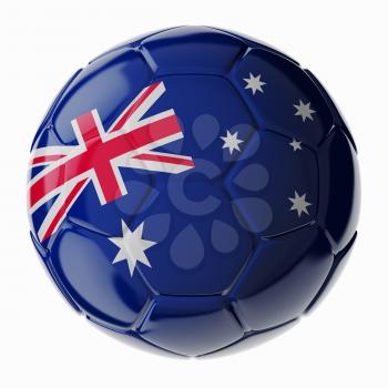 Football/soccer ball with flag of Australia. 3D render