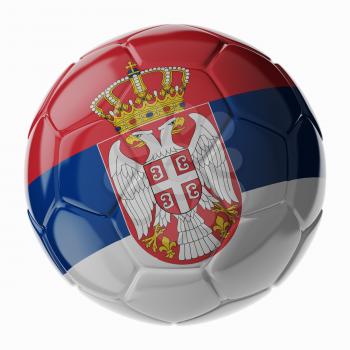 Football soccer ball with flag of Serbia. 3D render