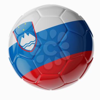Football soccer ball with flag of Slovenia. 3D render