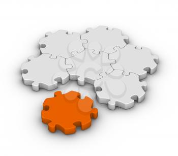 gray jigsaw puzzles with one orange piece