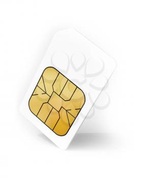 White Sim card with soft shadow, 3d render illustration