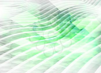 Abstract digital background with light green boxes and waves