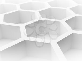 Abstract 3d architecture background with white honeycomb structure