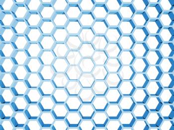Blue honeycomb structure isolated on white background. 3d render illustration