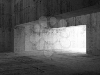 Abstract empty dark concrete interior. 3d illustration