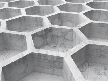 Gray concrete honeycomb structure background. 3d illustration