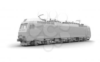 Gray locomotive 3d model isolated on white background