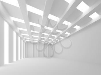 Abstract white 3d empty interior with light lines