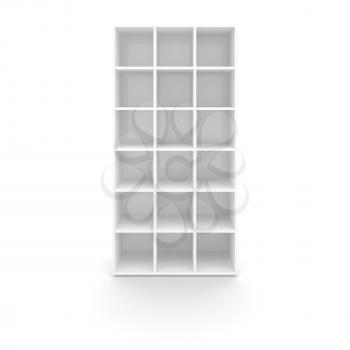 Empty white cabinet with cells isolated on white background
