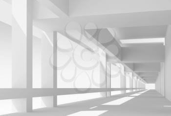 Abstract architecture 3d background with perspective view of white corridor