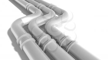 Modern industrial metal pipeline on white background