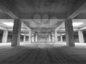 Empty dark abstract industrial underground concrete interior. 3d illustration