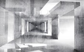 Abstract white concrete 3d interior with grungy walls