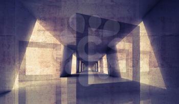 Abstract geometric digital 3d background. Dark interior