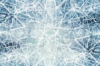 Abstract blue background with digital polygonal kaleidoscope ice fragments pattern