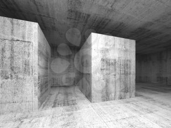 Abstract dark gray empty concrete room interior. 3d background illustration