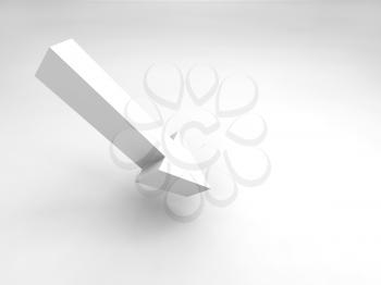 Abstract 3d illustration. Single arrow sign and soft shadow