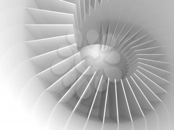 Abstract white spiral structure perspective. 3d render illustration