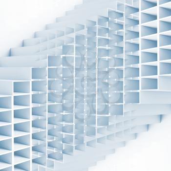 Abstract geometric square pattern. 3d blue cells high-tech structure on white background