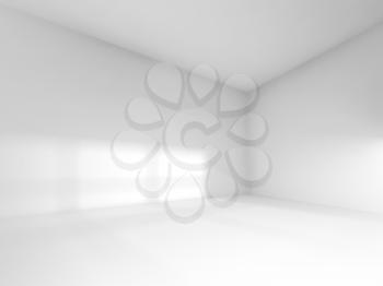Abstract white interior, empty room with soft light illumination. 3d render illustration