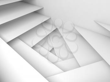Abstract geometric background, white stairs pattern, 3d illustration, soft shadows