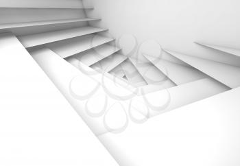 Abstract geometric background, white stairs pattern, 3d illustration with soft shadows