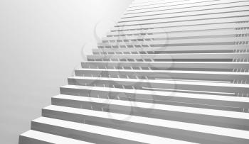 Abstract white interior background with staircase goes up, 3d illustration