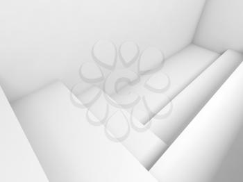 Abstract white architecture background, room with rectangle constructions, 3d illustration