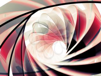 Abstract digital background with 3d red and black spiral structures