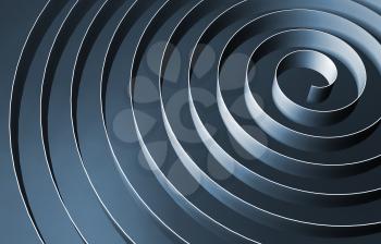 Blue 3d spiral with dark shadows, abstract digital illustration, background pattern