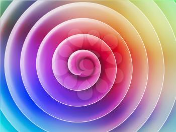 Colorful 3d spiral front view, abstract digital illustration, background pattern