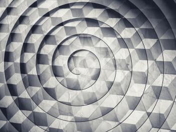 Abstract monochrome background with spiral over cubic pattern and old paper texture