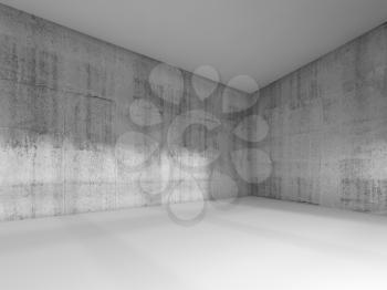 Abstract modern interior, empty concrete room with white floor and ceiling. 3d render illustration