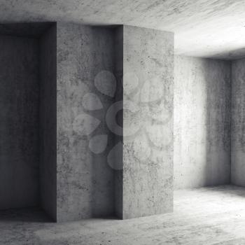 Abstract square architectural background, empty room with concrete walls. 3d illustration