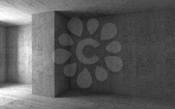 Abstract architectural background, empty gray concrete room interior. 3d illustration