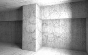 Empty ggray concrete room interior. Abstract architectural background. 3d render illustration