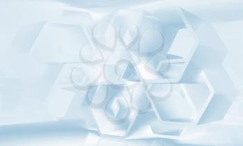 Abstract blue technology background with hexagonal structures. 3d render illustration