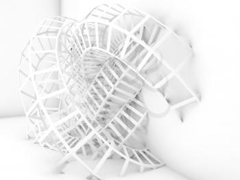 Abstract digital background, white wire-frame structure. 3d render illustration