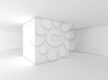 Abstract white empty room, contemporary open space interior design. 3d render