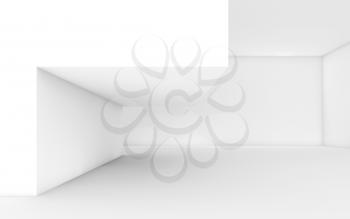 Abstract white empty interior with geometric niche installation. 3d illustration